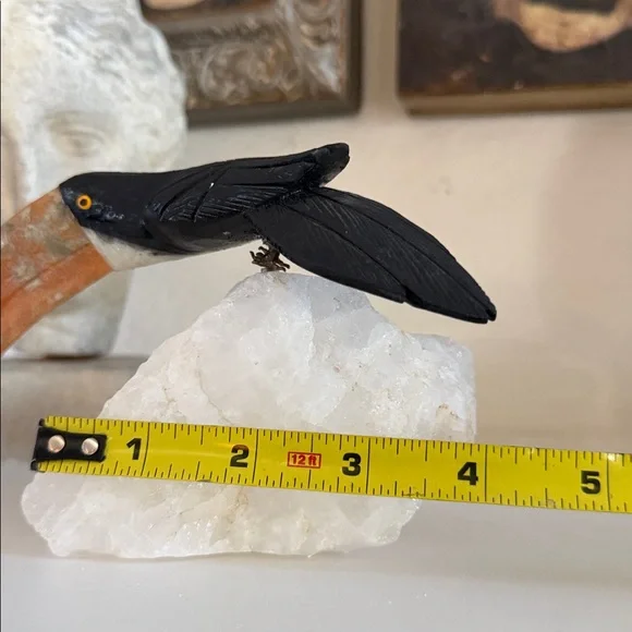 Vintage Brazilian Gemstone Toucan Bird Carving Quartz Base Onyx Calcite - Picture 13 of 15